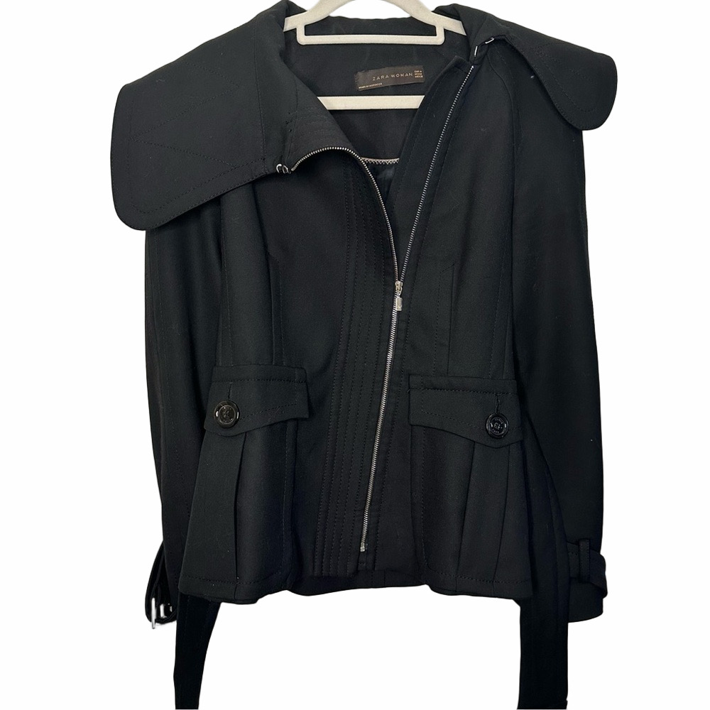 ZARA Black Belted Jacket Size Medium